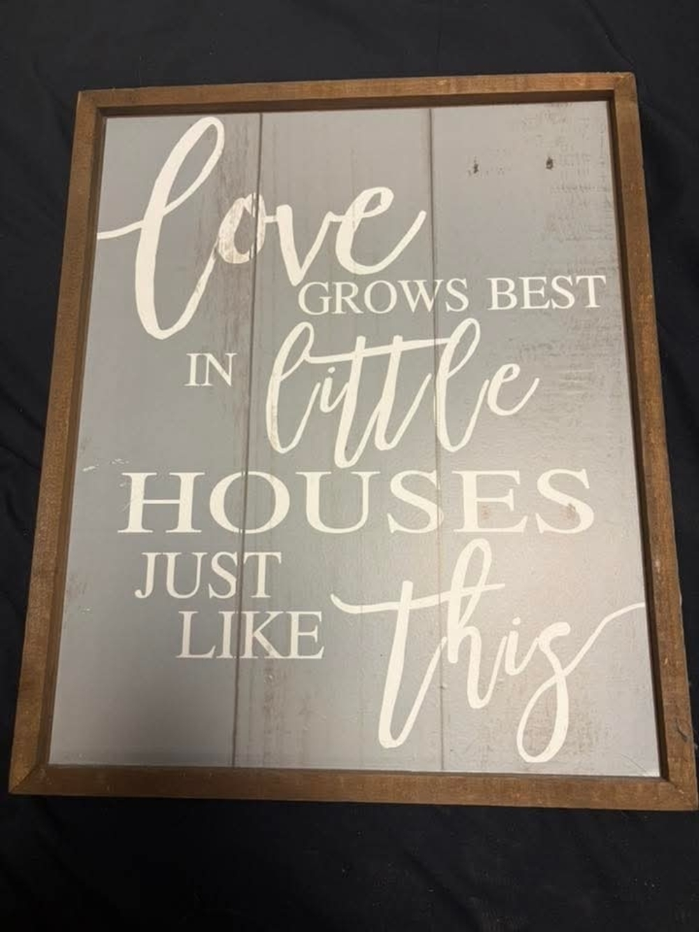 Framed 'Love Grows Best' Wall Art in Grey and White
